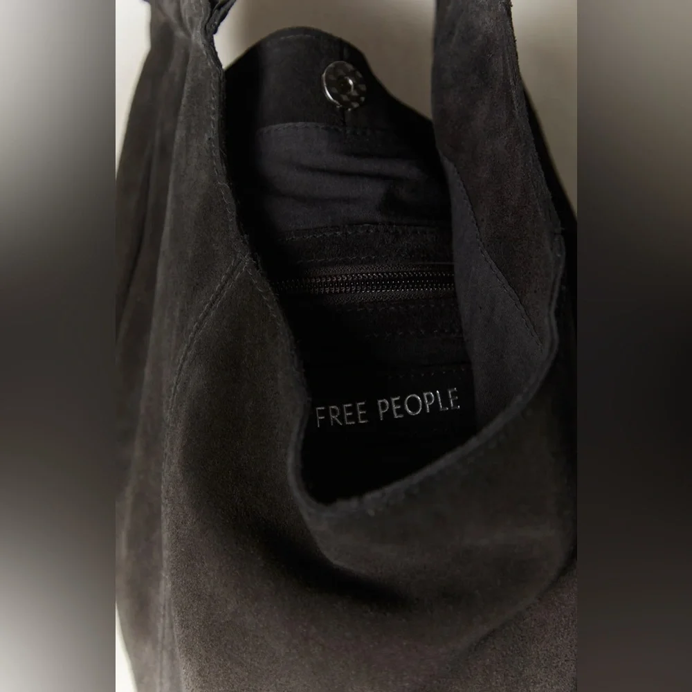NWT Free People Bobbi Slouch Suede Tote In Black